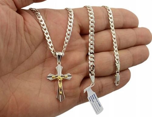 Łańcuszek Srebrny Męski Pancerka 5,00 mm z Krzyżykiem pr 925 Grawer Gratis na Arena.pl