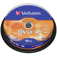verbatim płyta dvd-r 4.7gb 16x azo       srebrny/silver 10szt 43523