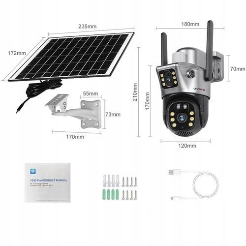 ZEWNĘTRZNA KAMERA SOLARNA 4K DWA OBIEKTYWY 4G KARTA SIM 8MP APLIKACJA na Arena.pl