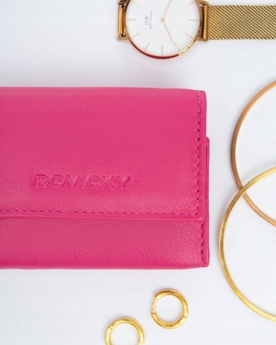 elegancki portfel damski na zatrzask ze skóry naturalnej - rovicky na Arena.pl