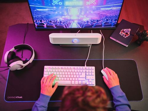 GŁOŚNIK SOUNDBAR KOMPUTEROWY PC 12W RGB LED GAMINGOWY KOMPAKTOWY BIAŁY na Arena.pl