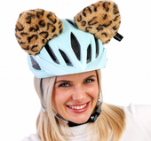 USZY LEOPARDA ozdoba na kask rowerowy na motor rower hulajnogę narty rzepy