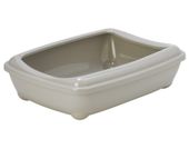 Mała i trwała kuweta owalna z ramką - Yarro toaleta dla kota 42cm beżowa