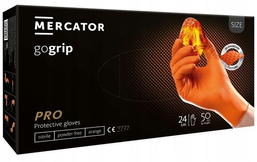 Rękawice Nitrylowe Mercator GOGRIP ORANGE Pomarańczowe MOCNE 50 sztuk L na Arena.pl