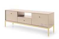 Beżowa szafka RTV Molly z szufladą i szafkami złoty stelaż