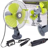 WENTYLATOR WIATRAK SAMOCHODOWY NA PRZYSSAWKĘ 12V 20CM 2 PRĘDKOŚCI OSCYLACJA