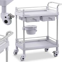 wózek medyczny zabiegowy laboratoryjny 2 półki 2 szuflady kosz