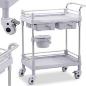 wózek medyczny zabiegowy laboratoryjny 2 półki 2 szuflady kosz