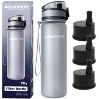 Butelka Filtrująca Bidon AQUAPHOR CITY 500ml Szara Zestaw 3 wkłady