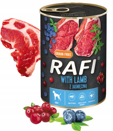 zestaw 48x400g karma mokra dla psów rafi mix smaków (jagnięcina, wołowina) na Arena.pl