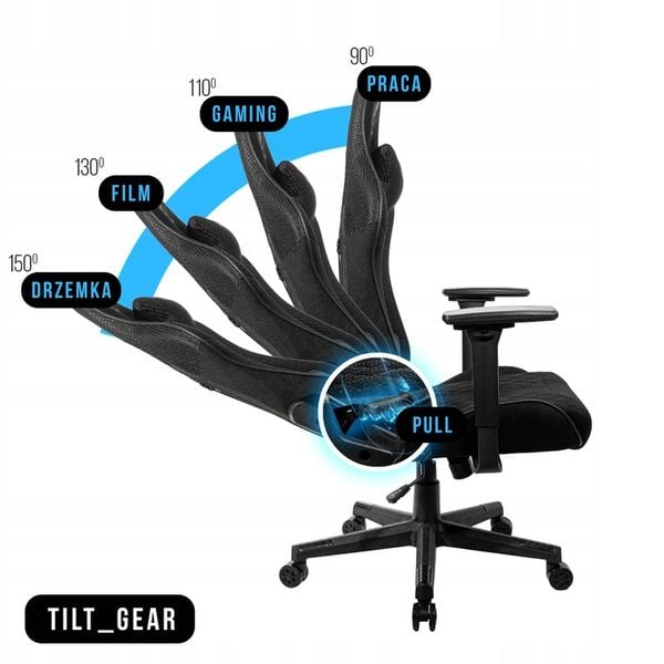 Fotel Gamingowy Biurowy Obrotowy Kubełkowy Krzesło Biurowe Czarny zdjęcie 15