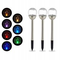 Lampa Ogrodowa Solarna Led Kula Szklana Zmiana Koloru 3 Sztuki Srebrna Rgb