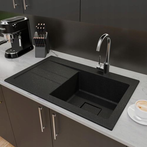 ZLEWOZMYWAK GRANITOWY LAVELLO QUBE1.0 CZARNY METALIK LEWY na Arena.pl