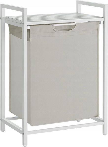Kosz na pranie biały nowoczesny 65 l jednokomorowy MDF stal zdjęcie 1