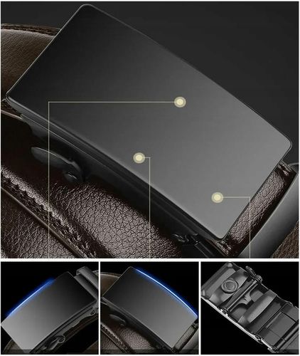 PASEK SKÓRZANY MĘSKI DO SPODNI CZARNY AUTOMAT METALOWA KLAMRA na Arena.pl