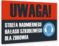 Tabliczka znak informacyjny 20x15 Antracyt STREFA HAŁASU Dibond NADRUK UV