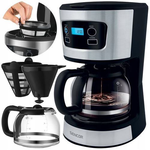 EKSPRES DO KAWY PRZELEWOWY Z WIELORAZOWYM FILTREM SENCOR 700W 0,75L na Arena.pl