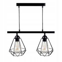 LAMPA WISZĄCA SUFITOWA PODWÓJNA ABAŻUR LOFT CZARNA