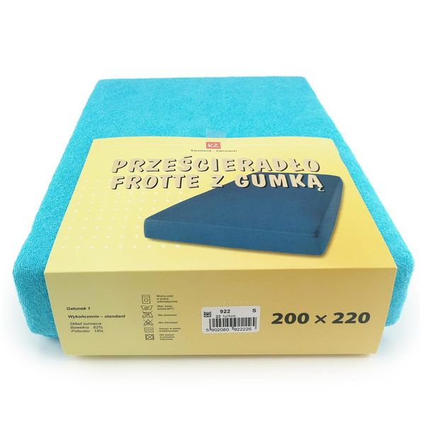 Prześcieradło frotte z gumką 140x200 turkusowe GRUBE zdjęcie 2