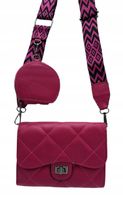 Victoria J. torebka listonoszka pikowana portfelik pasek BOHO fuksja VJ-939