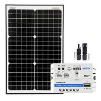 ZESTAW FOTOWOLTAICZNY 30W SOLARNY MONOKRYSTALICZNY PWM + KOŃCÓWKI MC4