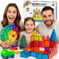 DUŻE KLOCKI MAGNETYCZNE KREATYWNE MAGNETIC TILES 3D ZESTAW 130 EL PREZENT