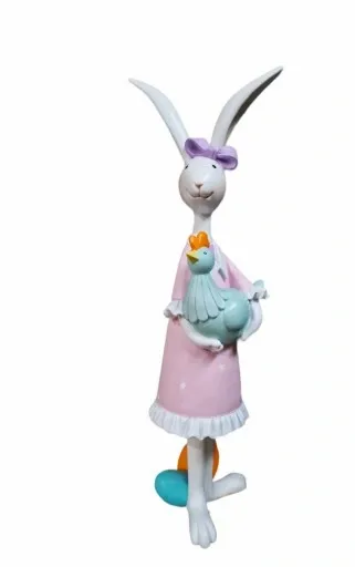 FIGURKA WIELKANOCNY ZAJĄC KRÓLIK z kurą zdjęcie 1