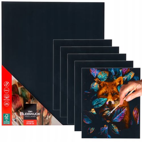 ZESTAW CZARNE PŁÓTNO MALARSKIE PODOBRAZIE 25x30 CM GRUBE BAWEŁNA GRUNTOWANE na Arena.pl