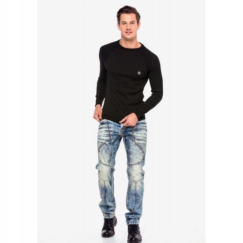 CIPO BAXX SWETER W PRĄŻKI BLACK BASIC GŁADKI~XXL na Arena.pl