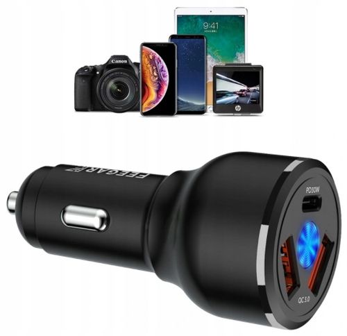 Feegar Szybka ŁADOWARKA SAMOCHODOWA USB x3 USB-C TYP-C PD QC 3.0 66W 9A na Arena.pl