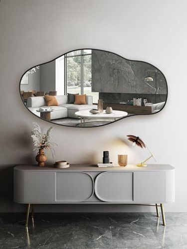 Lustro ścienne asymetryczne 40x75 cm - Czarna rama na Arena.pl