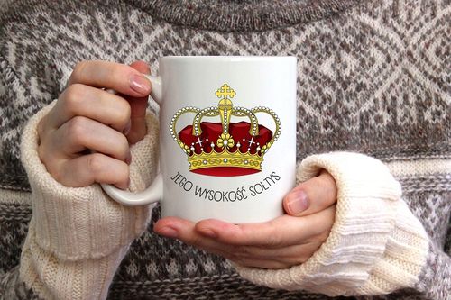 Dla Sołtysa Kubek Błękitny Sołtys Samiec Alfa Z Nadrukiem Ze Zdjęciem na Arena.pl