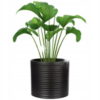 OSŁONKA NA DONICZKĘ CYLINDER CZARNA 17cm ceramiczna do salonu domu okrągła