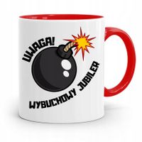 Dla Jubilera Kubek Czerwony Wybuchowy Jubiler Z Nadrukiem Ze Zdjęciem