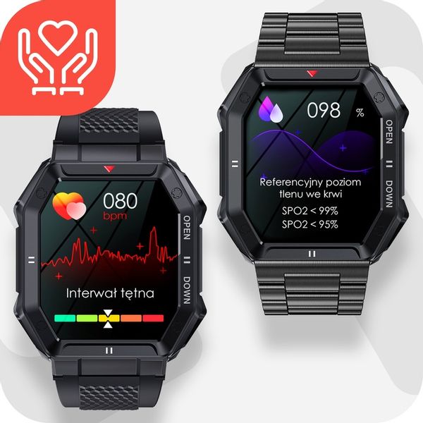 SMARTWATCH ZEGAREK MĘSKI MILITARNY ROZMOWY WIELOFUNKCYJNY POMIARY MENU PL zdjęcie 12