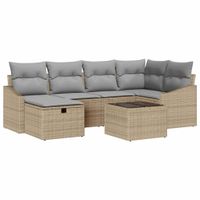 Zestaw Sof na Ogród 7 pcs Beżowy 55 x 62 x 69 cm Polirattan