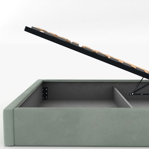 ŁÓŻKO TAPICEROWANE DO SYPIALNI 120x200 ŁÓŻKO PODWÓJNE Z POJEMNIKIEM MIĘTOWE na Arena.pl