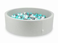 Suchy basen jasnoszary 130x40 z piłeczkami 700 sztuk (turkusowe, białe, szare)
