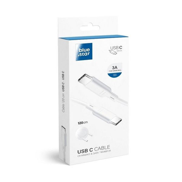 Kabel USB C do USB C Blue Star 3A 1,2 m biały zdjęcie 1