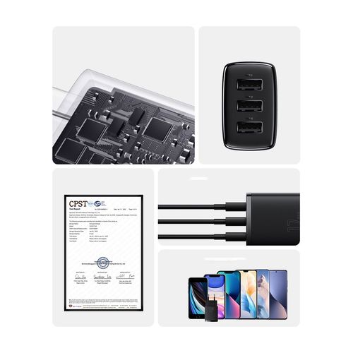 ładowarka sieciowa compact 3x usb 17w czarny na Arena.pl