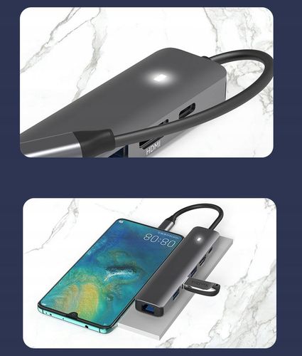 HUB Przejściówka USB-C Adapter 7W1 HDMI 4K USB 3.0 Gigabit Ethernet RJ45 M1 na Arena.pl