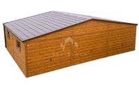 Garaż Blaszany 9x6m 3x Brama Uchylna Drzwi 3x okno Blachodach Rynny NB189