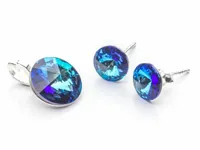 Komplet srebrny kolczyki wisiorek z kr. Swarovski