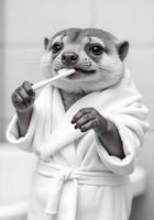 Plakat 70x100cm Vintage Artystyczny | Surykatka | Portret Zwierząt Pop Art