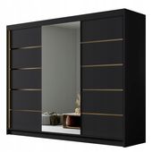 SZAFA PRZESUWNA AMBER VI 250cm z lustrem GARDEROBA - ZŁOTE UCHWYTY