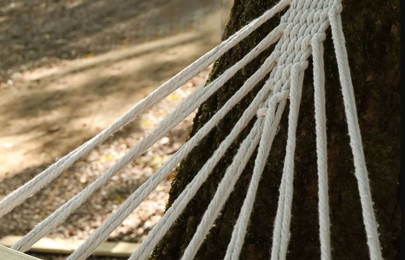 Hamak z poprzeczką dwuosobowy beżowy zdjęcie 4