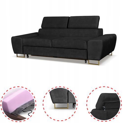 Zestaw mebli wypoczynkowych salon Bosso Sofa 2os fotele czarne na Arena.pl