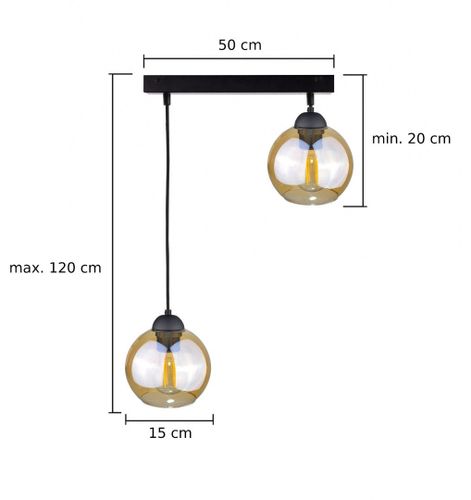 Lampa wisząca 2xE27 AMBRE BLACK na Arena.pl