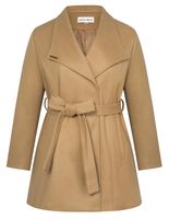 Płaszcz Damski z Paskiem Elegancki Ciepły Oversize Granatowy Rozmiar 48