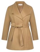 Płaszcz Damski z Paskiem Elegancki Ciepły Oversize Granatowy Rozmiar 48